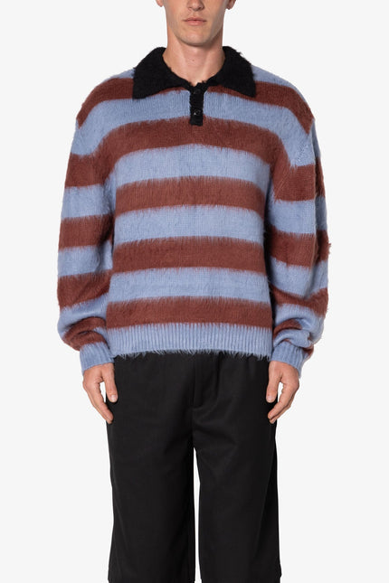 Prep Stripe Fuzzy Sweater - Blue/Red