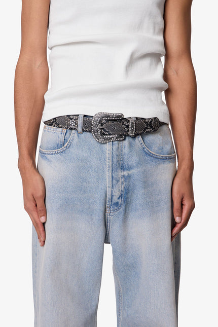 Python Studded Belt - Black/Brown