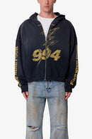 Sudadera con capucha y cremallera Quiet - Negro lavado