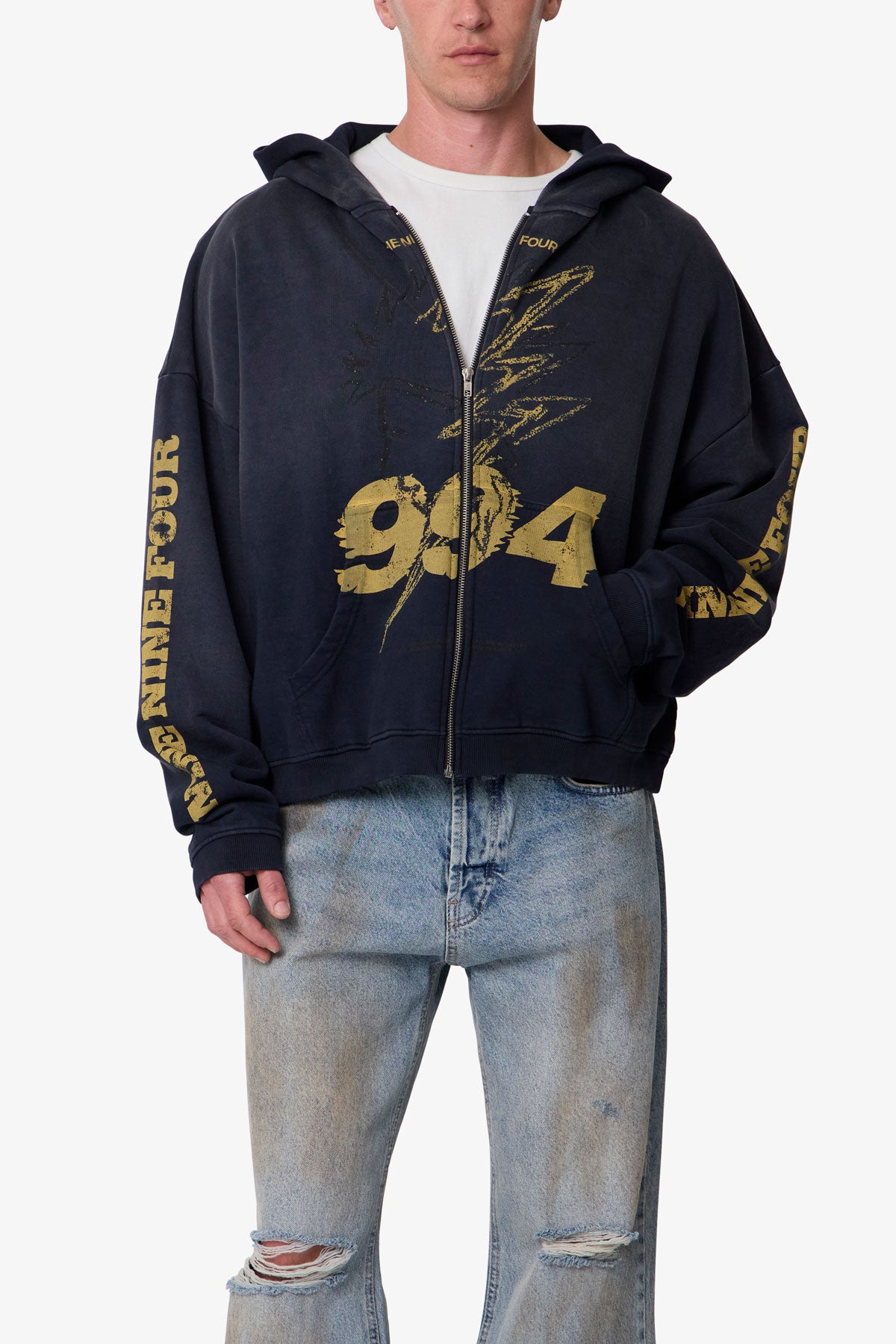 Quiet Zip Up Hoodie - Washed Black | mnml