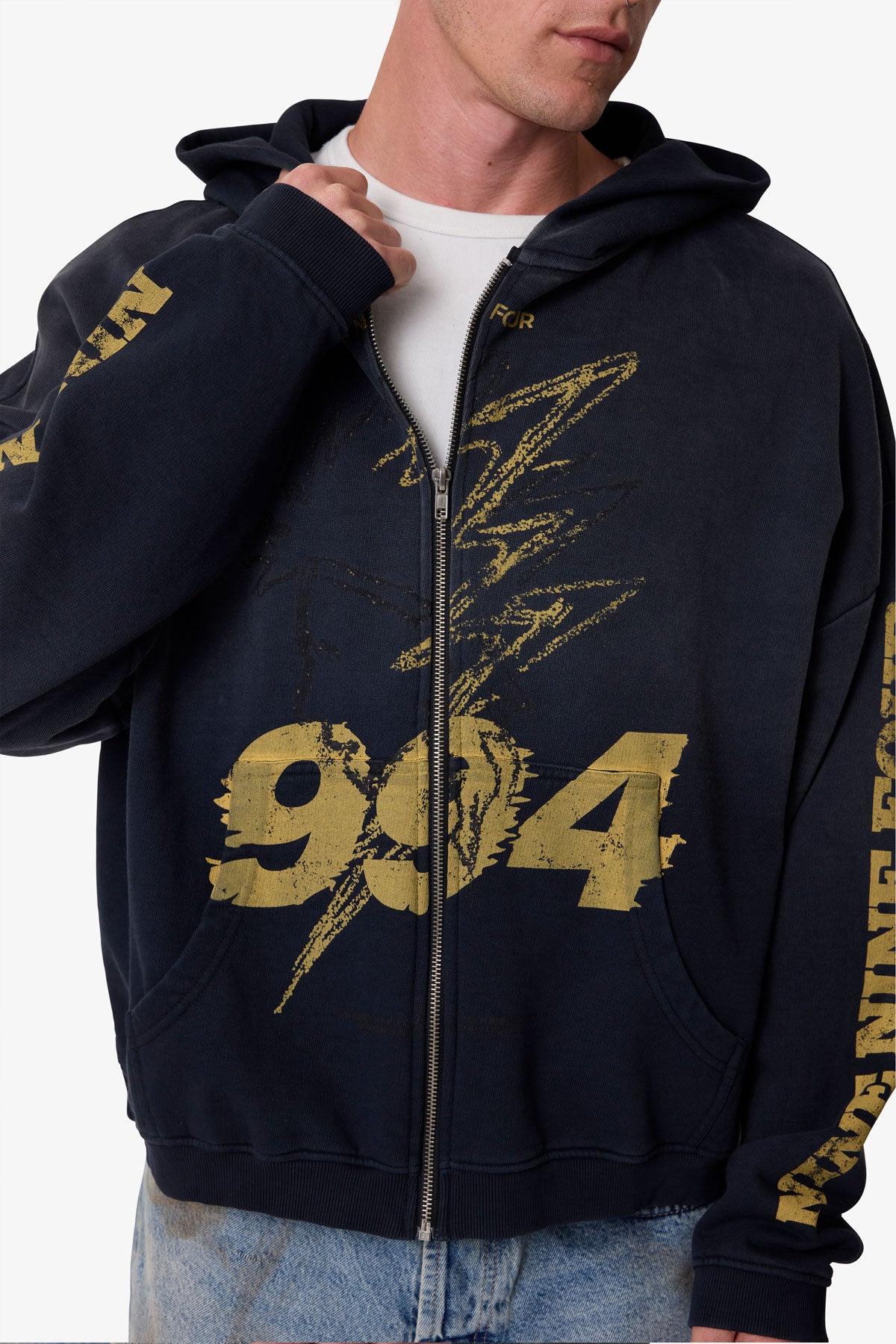 Quiet Zip Up Hoodie - Washed Black | mnml