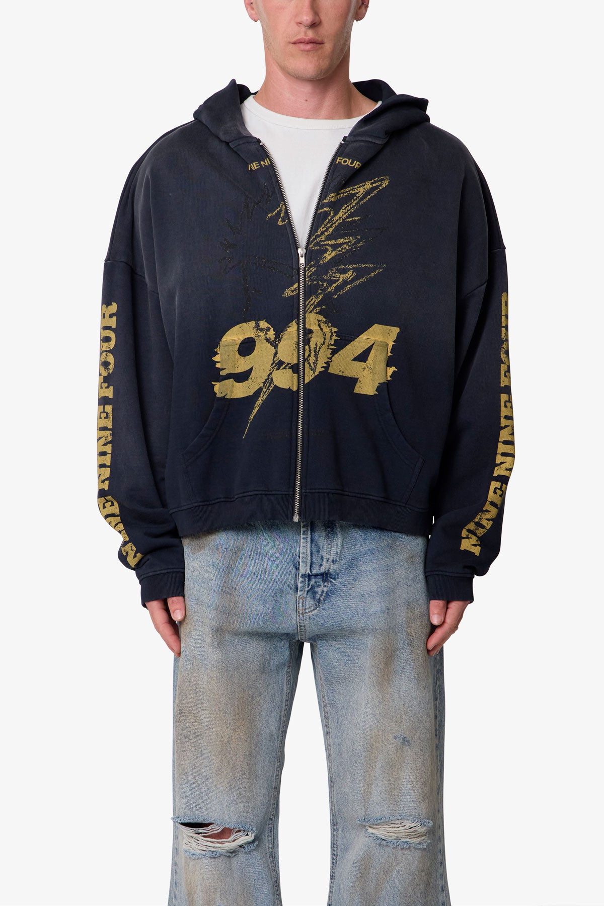 Quiet Zip Up Hoodie - Washed Black | mnml