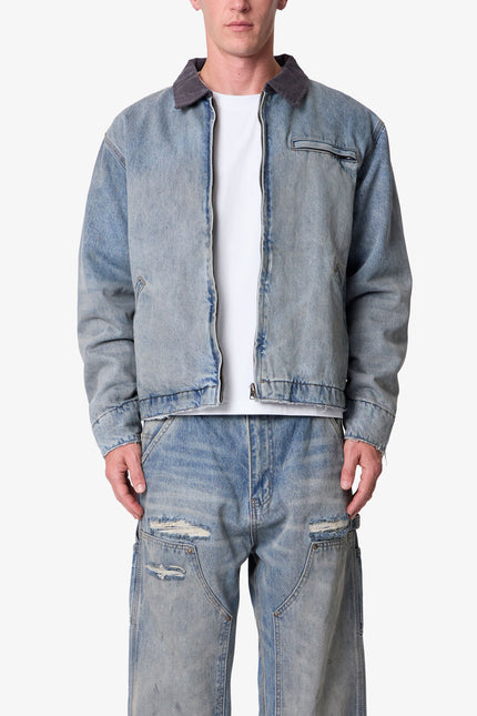 Quilted Lined Work Jacket - Vintage Blue