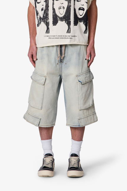 Pantalones cortos vaqueros cargo Rave - Azul vintage