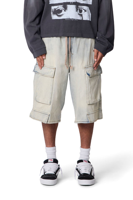 Pantalones cortos vaqueros cargo Rave - Azul vintage