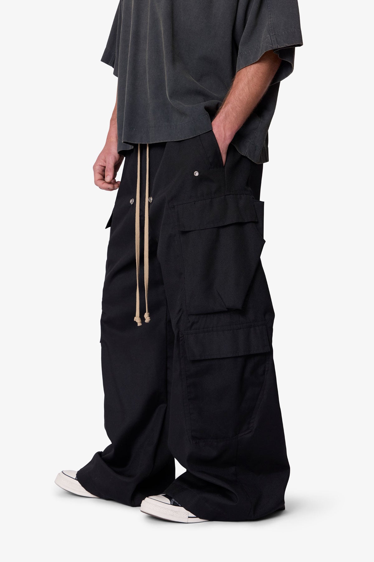 Black Double Cargo Rave Pants | mnml