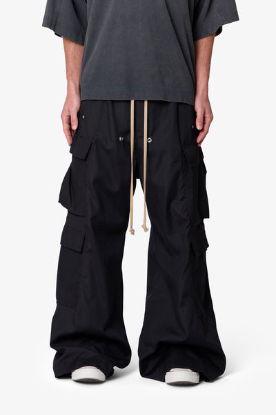 Black Double Cargo Rave Pants | mnml