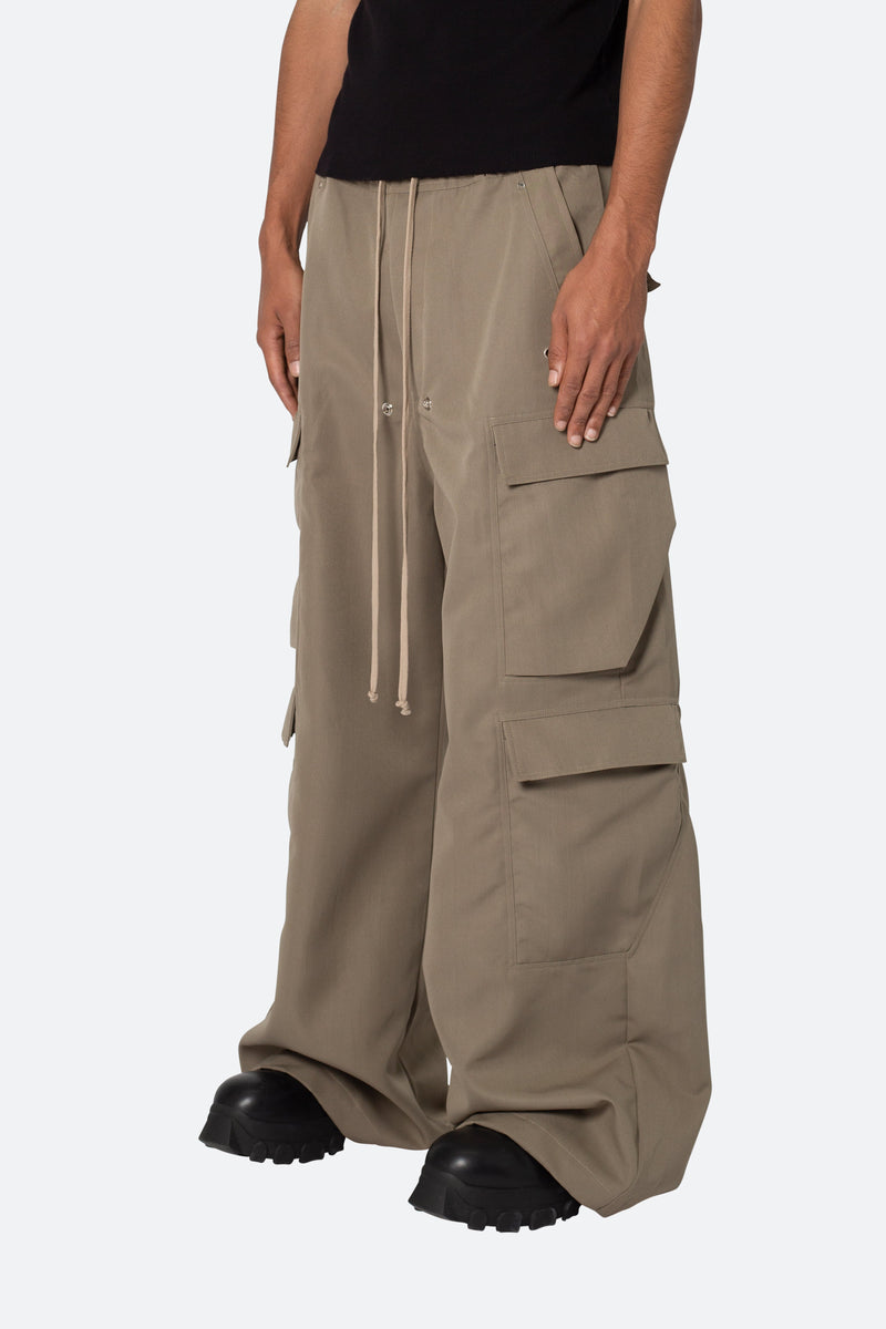 Baggy Cargo Pants - Washed Olive, mnml