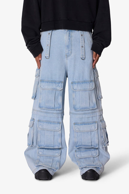 Rave Multi Cargo Denim - Light Blue