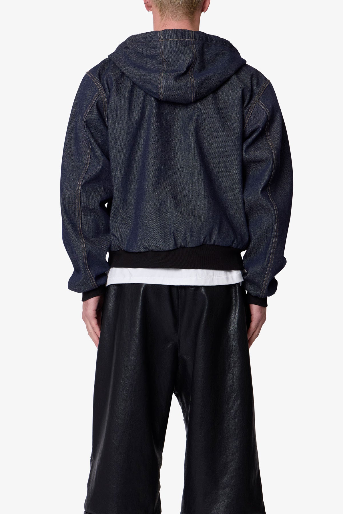 Raw Hooded Denim Jacket - Rinsed Indigo | mnml