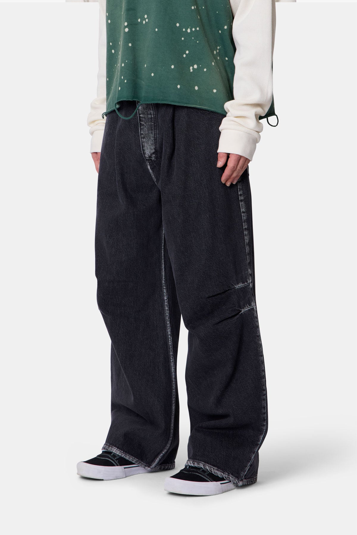 Raw Pleated Denim - Rinsed Black | mnml