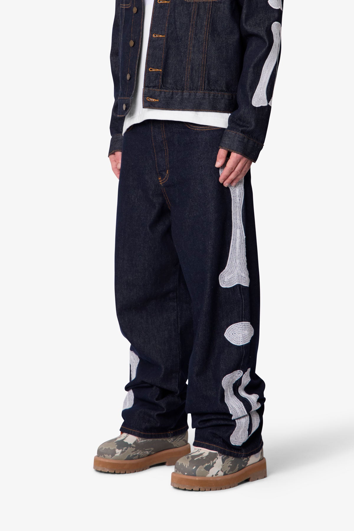 Raw Skeleton Baggy Denim - Rinsed Indigo | mnml