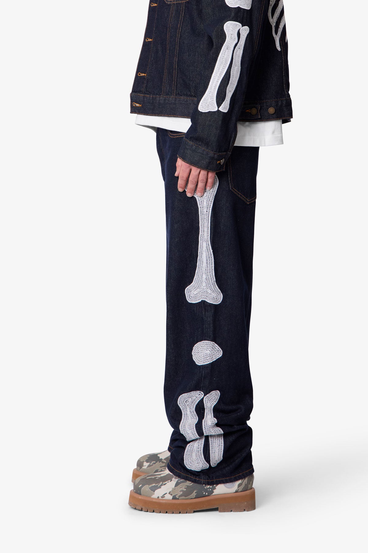 Raw Skeleton Baggy Denim - Rinsed Indigo | mnml