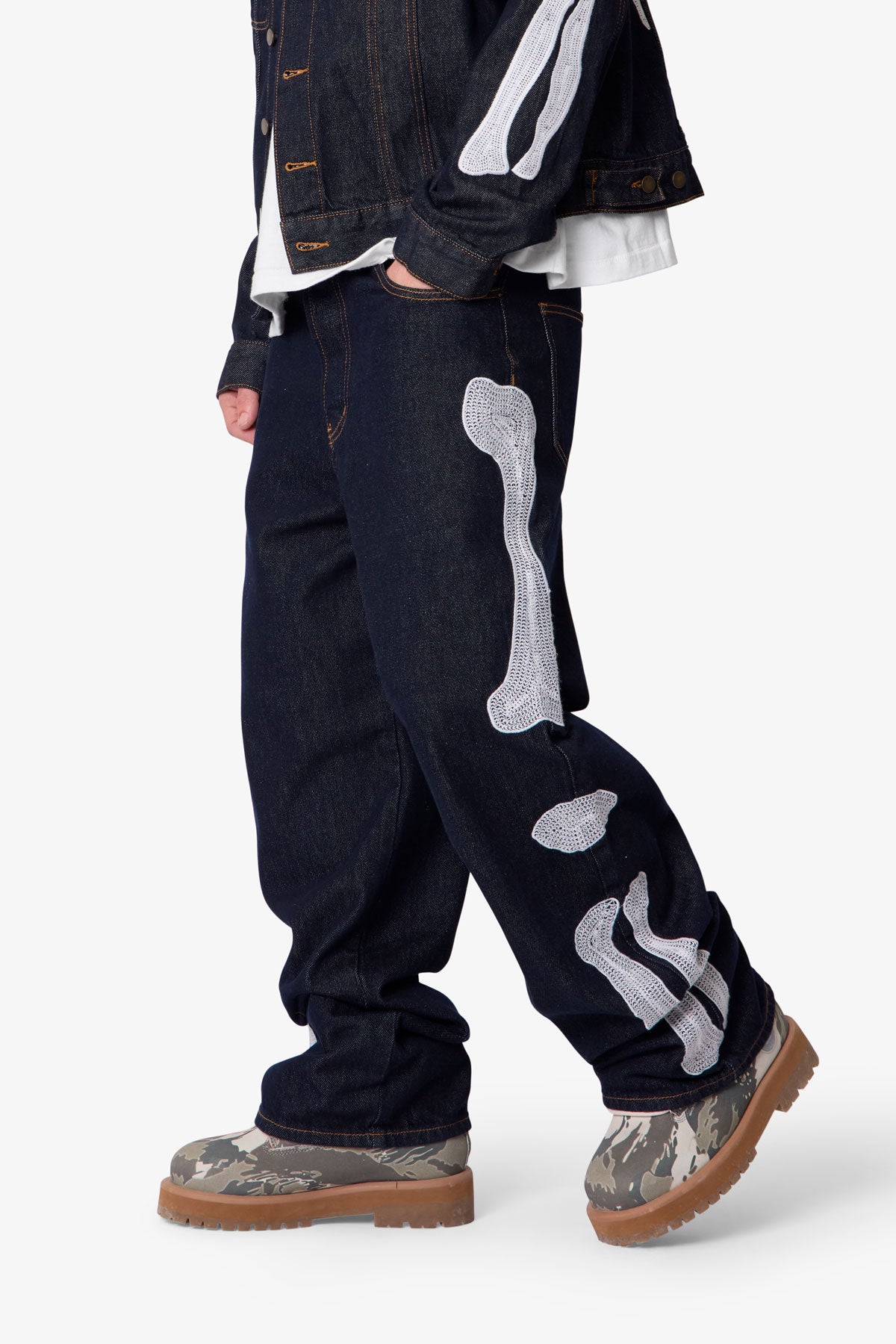 Raw Skeleton Baggy Denim - Rinsed Indigo | mnml