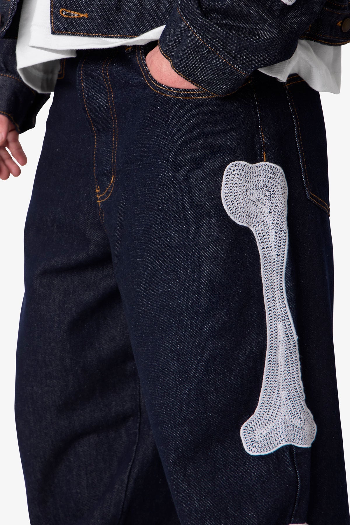Raw Skeleton Baggy Denim - Rinsed Indigo | mnml