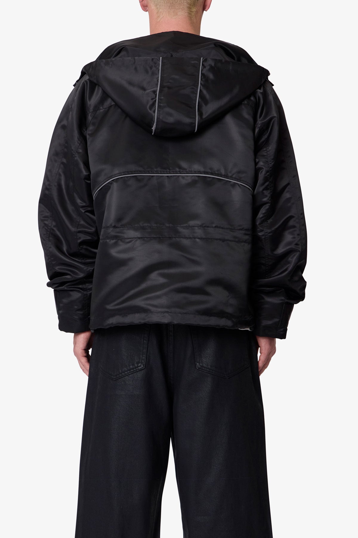 Reflective Piped Parka Jacket - Black | mnml