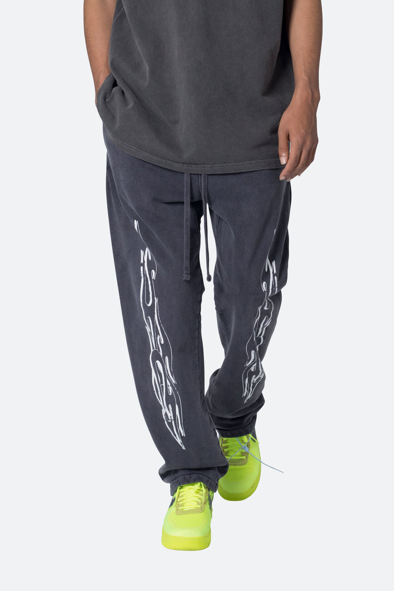 Relaxed Flame Sweatpants - Washed Black, mnml
