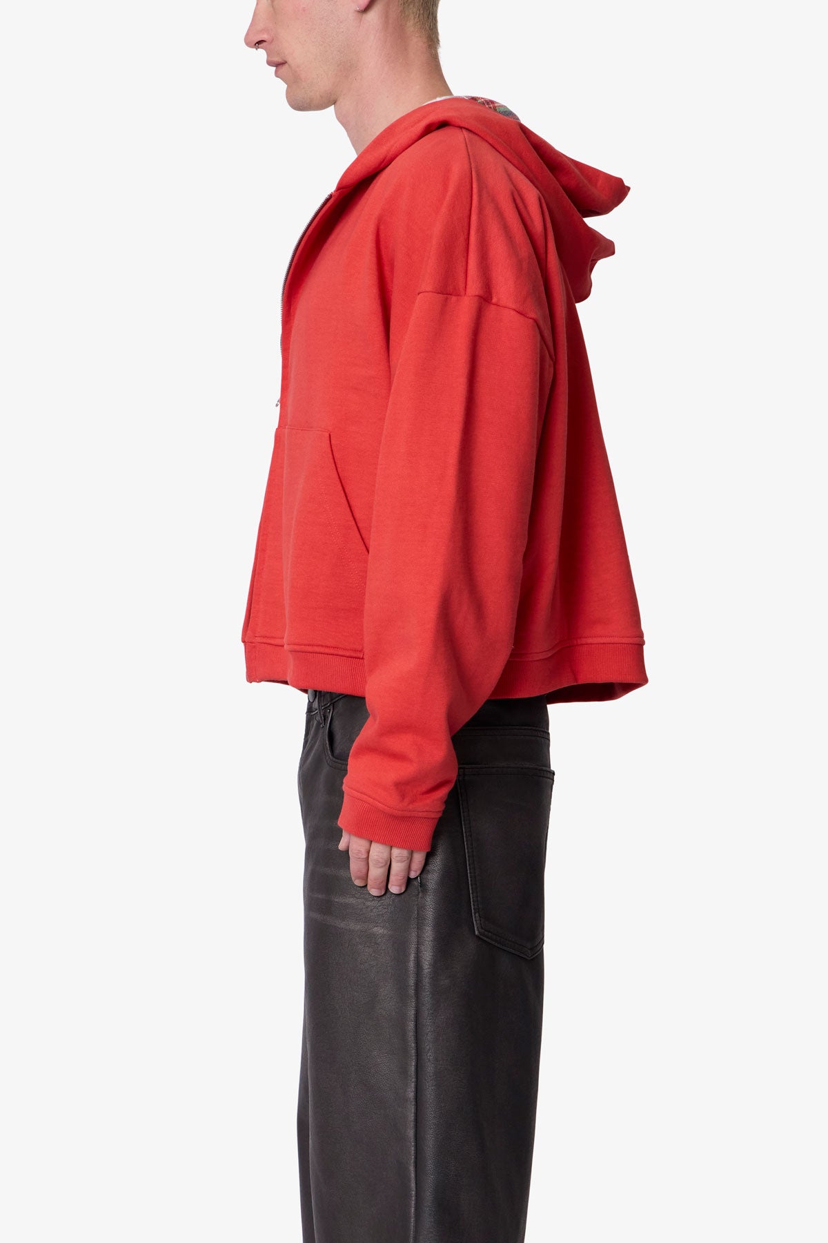 Reversible Flannel Zip Up Hoodie - Red | mnml