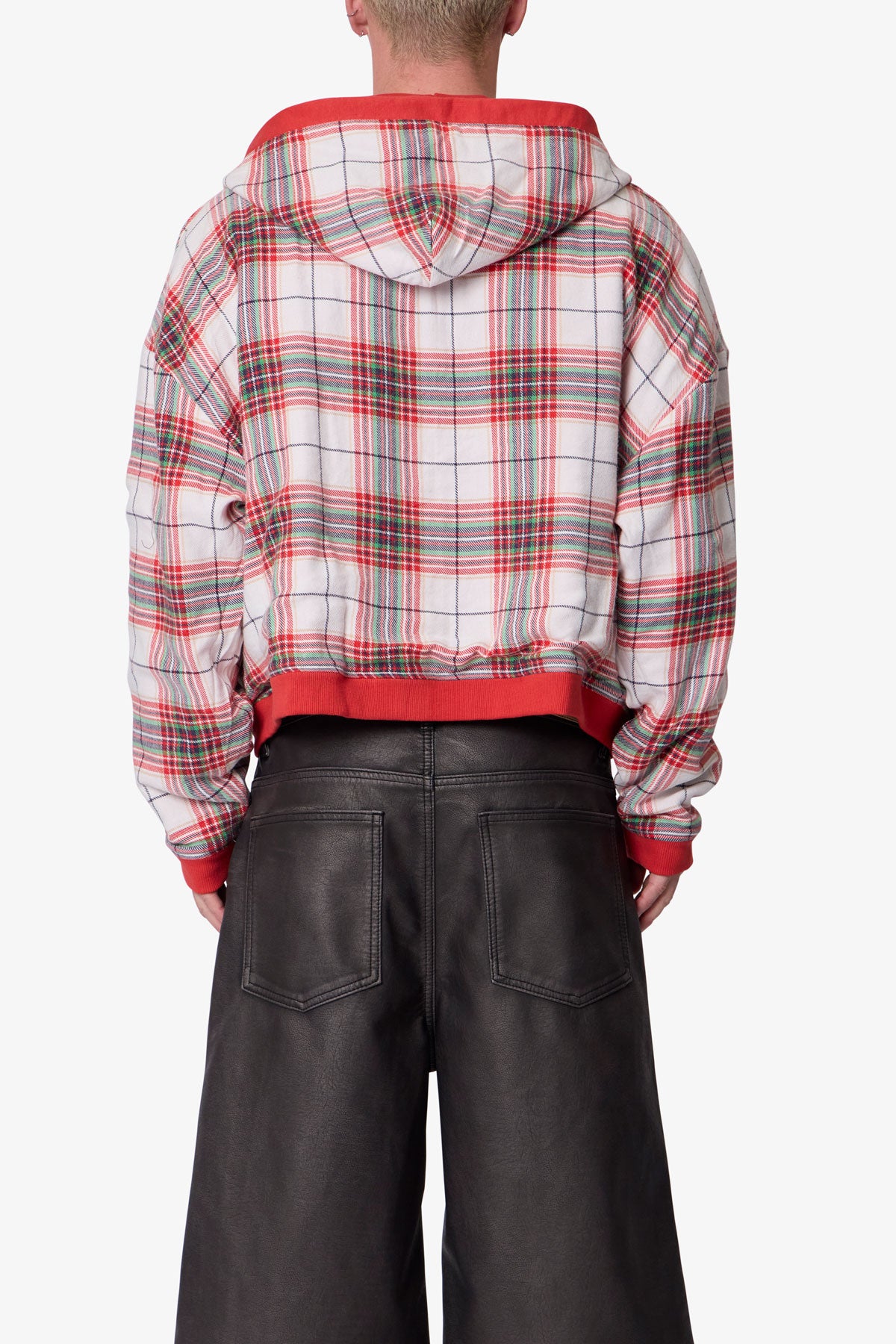 [新品] Zip-Up Hoodie In Wool Flannel M0 Reversible Flannel Zip Up Hoodie - Red | mnml