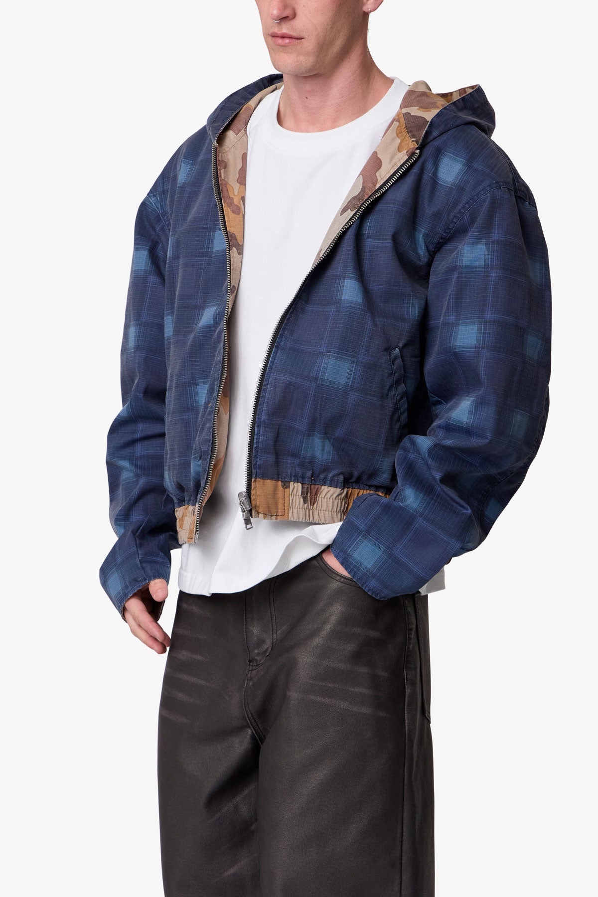 Reversible Hooded Zip Up Jacket - Camo | mnml