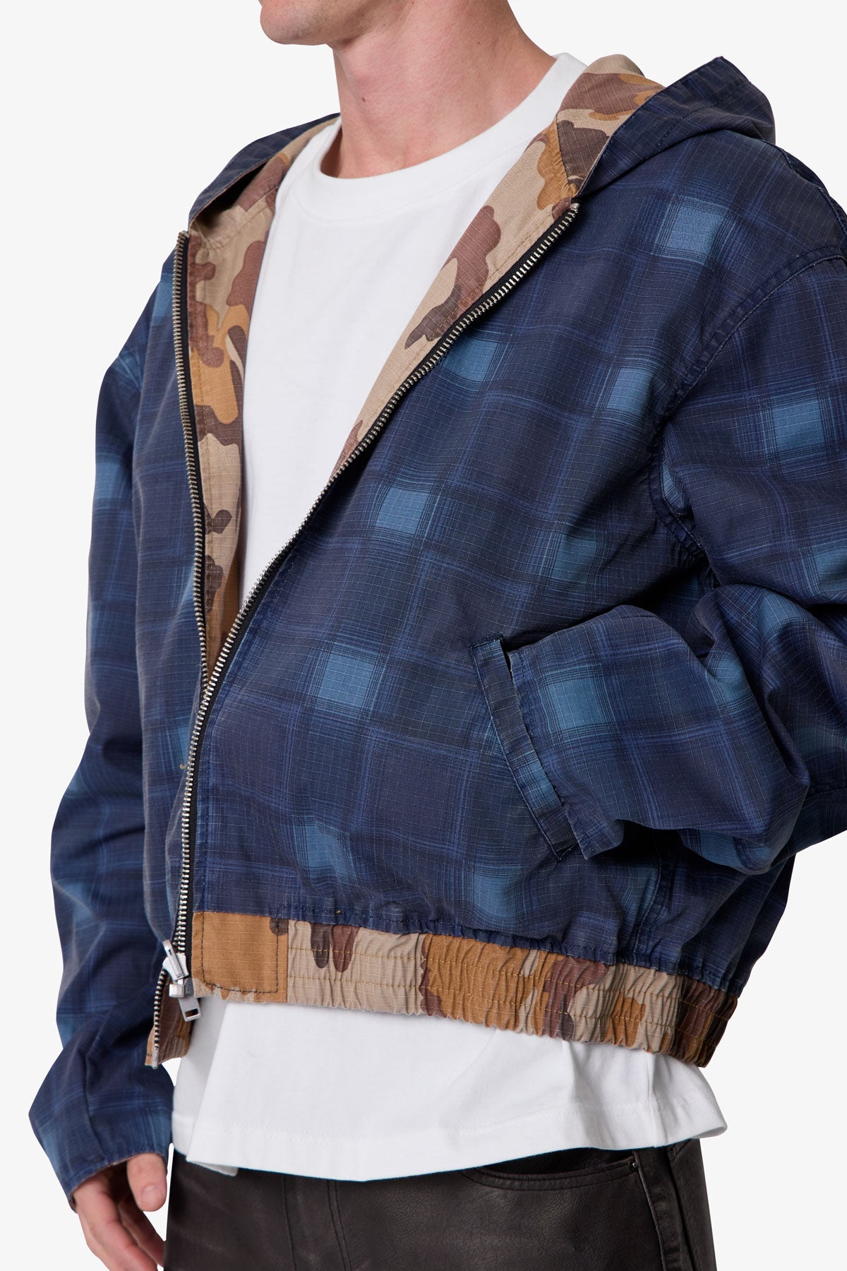 Reversible Hooded Zip Up Jacket - Camo | mnml