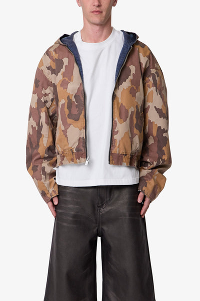 Reversible Hooded Zip Up Jacket - Camo | mnml
