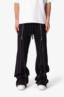 Pantalon de survêtement évasé à fermeture éclair et rivets - Noir