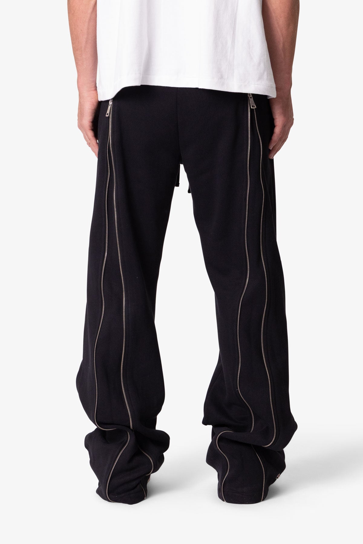 Rivet Zipper Flare Sweatpants - Black | mnml