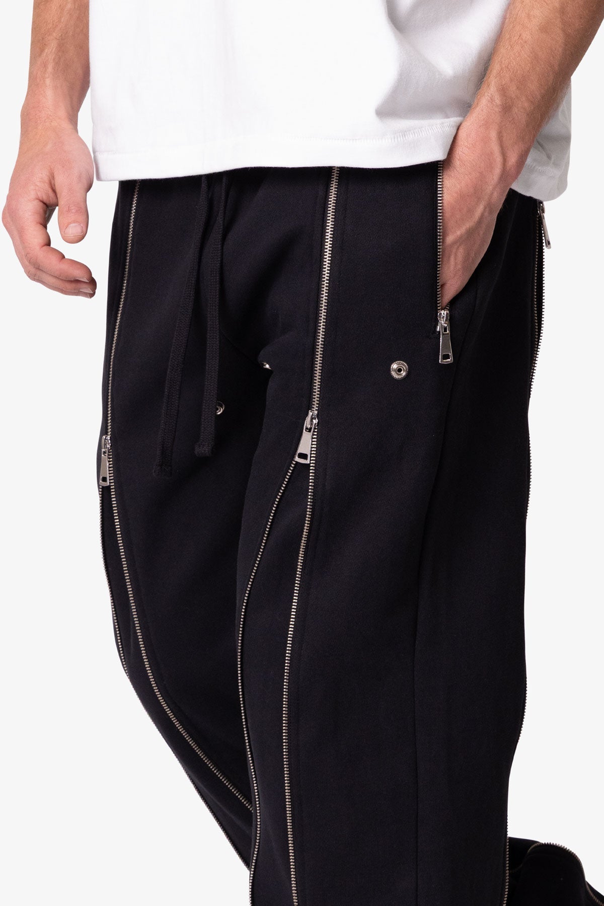 Rivet Zipper Flare Sweatpants - Black | mnml | shop now
