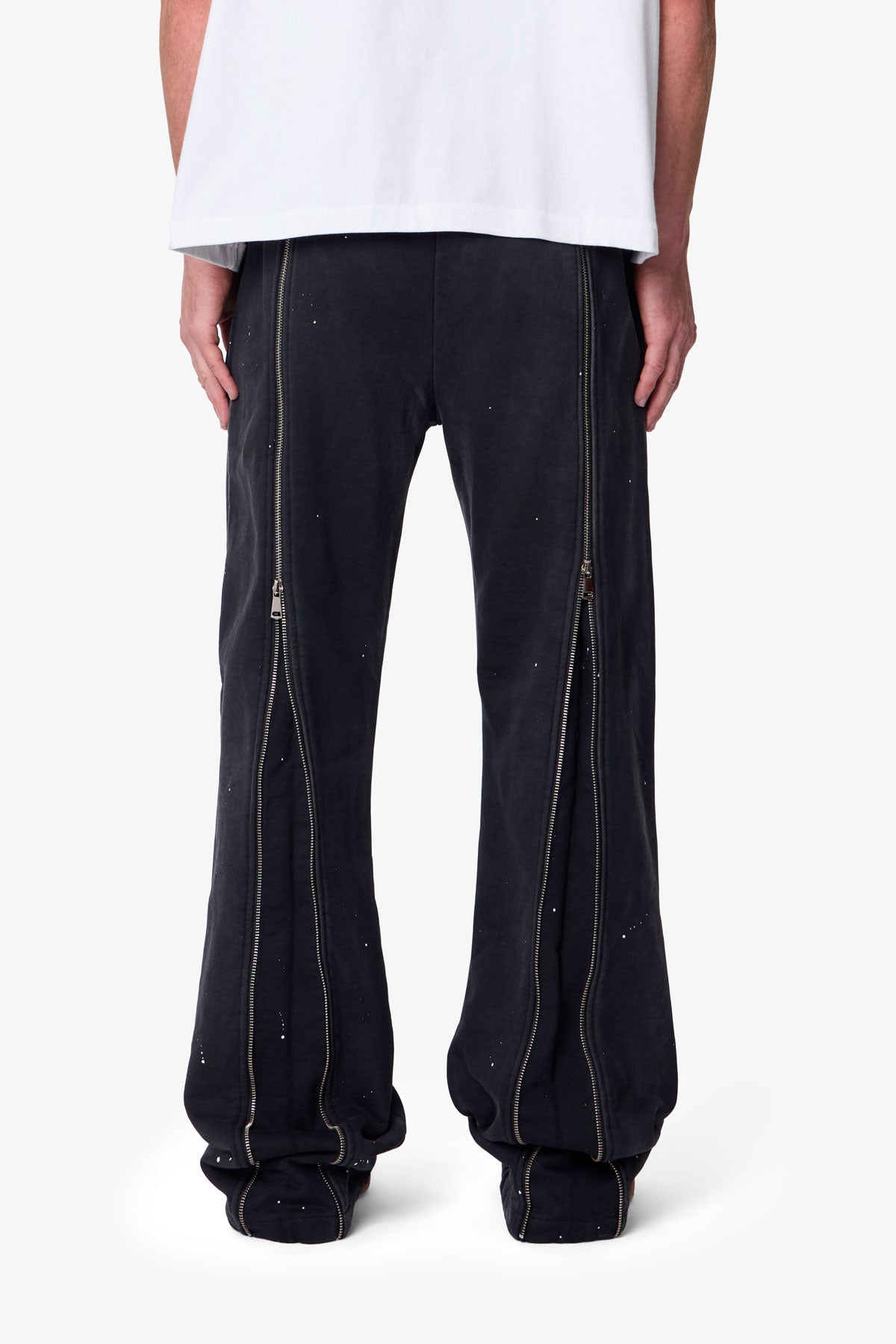 Rivet-Zipper-Flare-Sweatpants-
