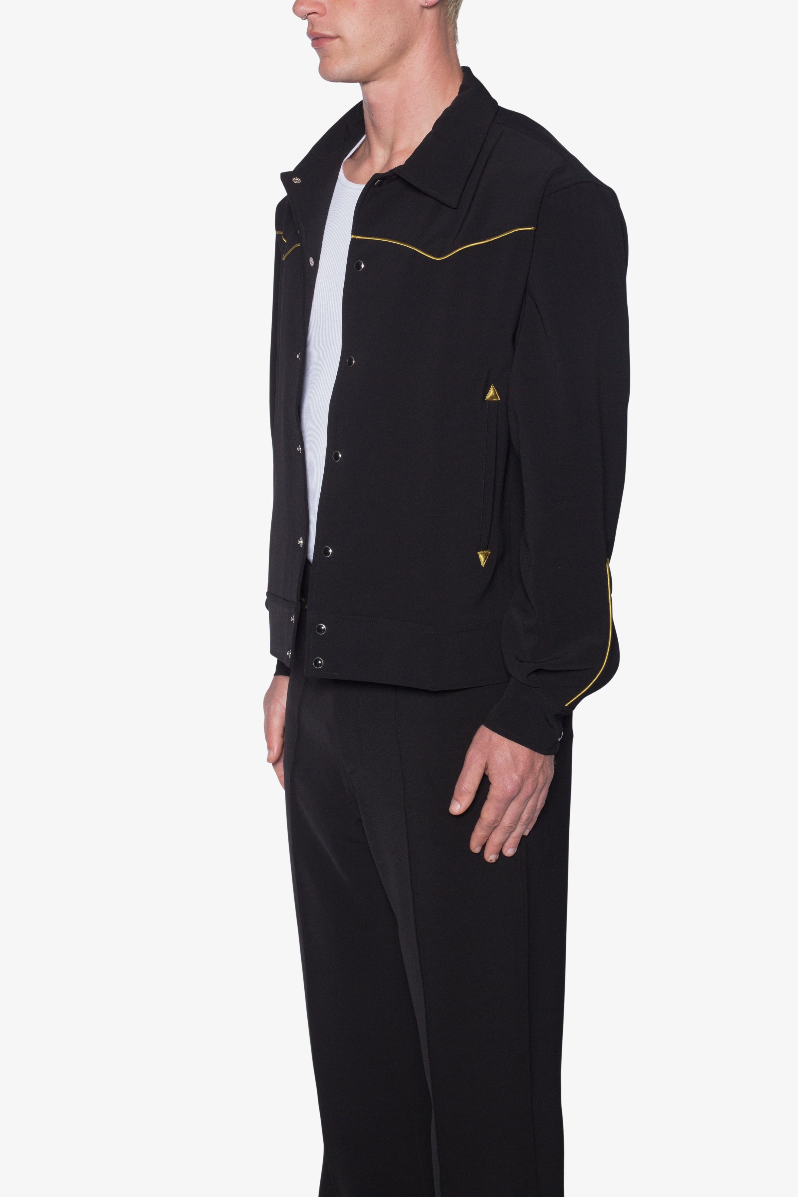 Rodeo Stitch Button Up Shirt - Black/Gold | mnml | shop now