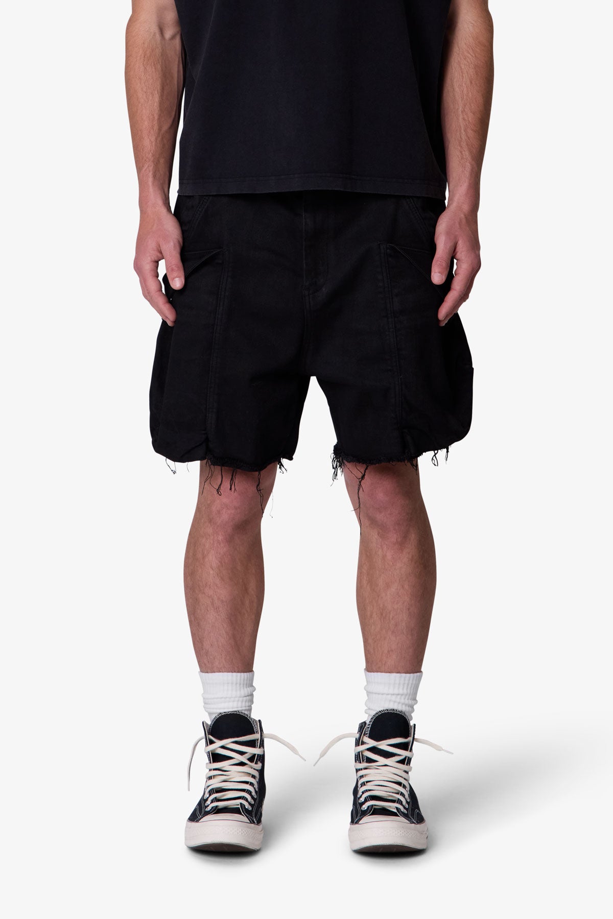 送関込【mnml】STONE CHARRED SHORTS black Stone Charred Shorts - Charcoal Grey | mnml | shop now