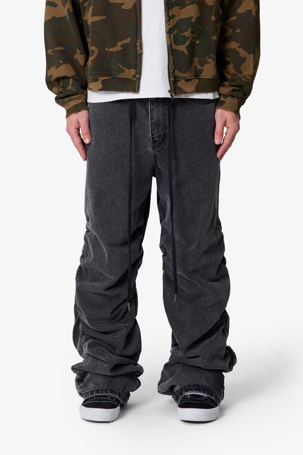 Ruched Denim - Washed Black