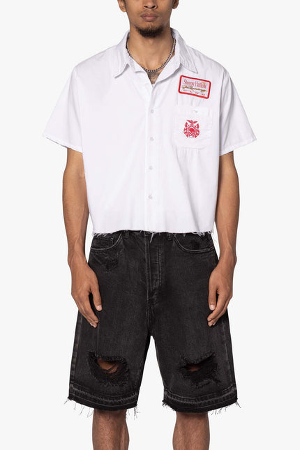 SHRC Checkered Flag Cropped Shirt - White