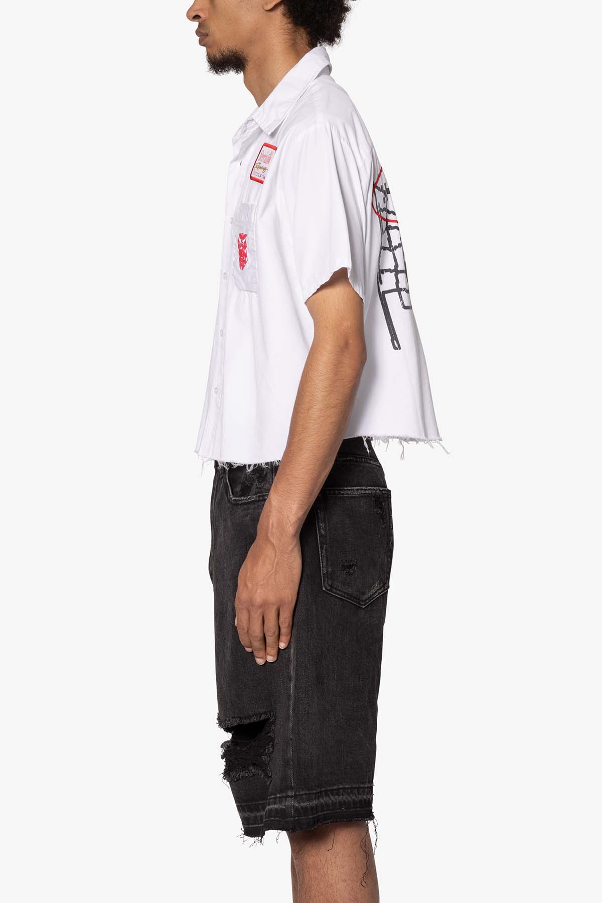 SHRC Checkered Flag Cropped Shirt - White | mnml | shop now