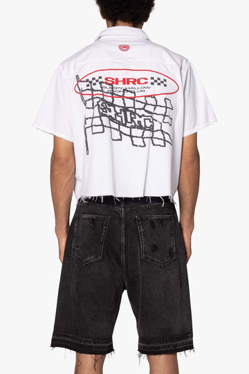 SHRC Checkered Flag Cropped Shirt - White