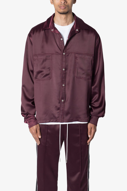 Satin Pocket Shirt - Burgundy