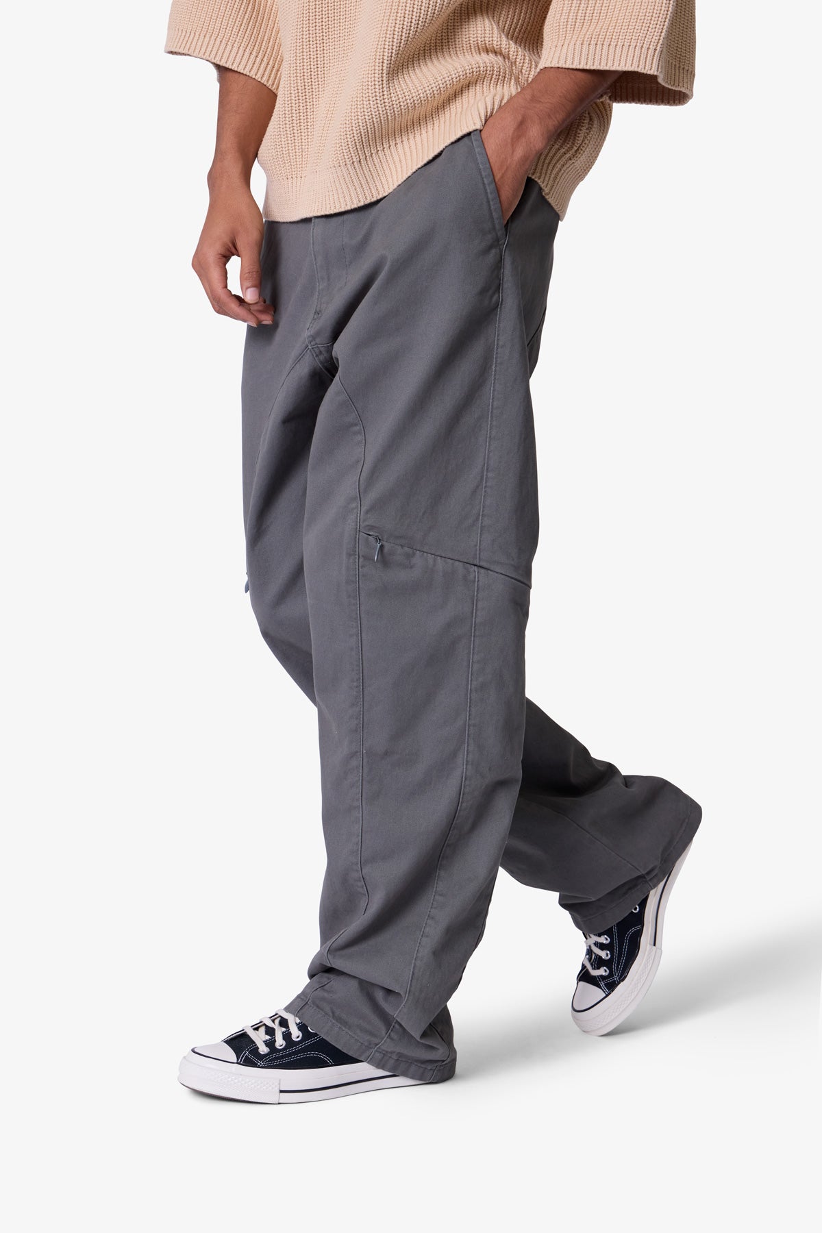 Secret Zipper Cargo Pants - Grey | mnml