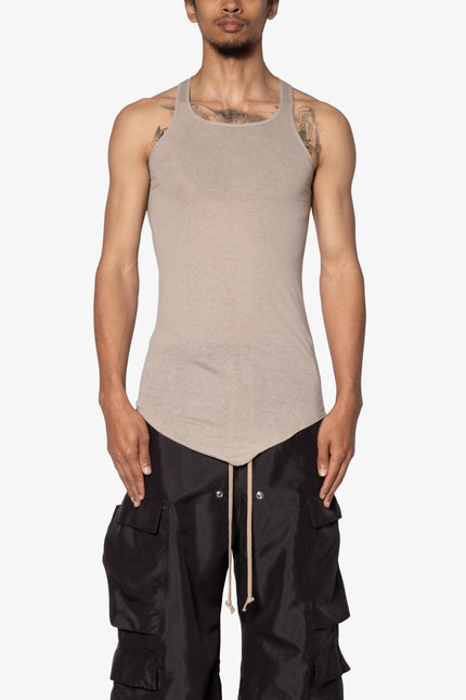 Sheer Knit Racer Tank - Bone