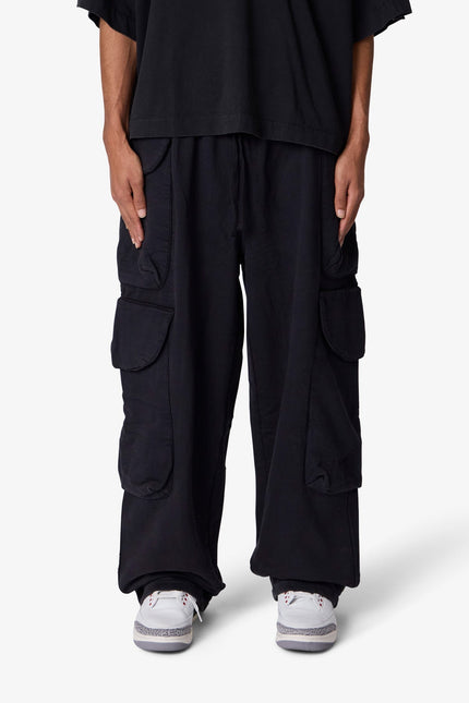 Side Cargo Pocket Sweatpants - Washed Black