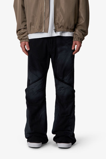 Side Snap Kick Flare Pants - Black