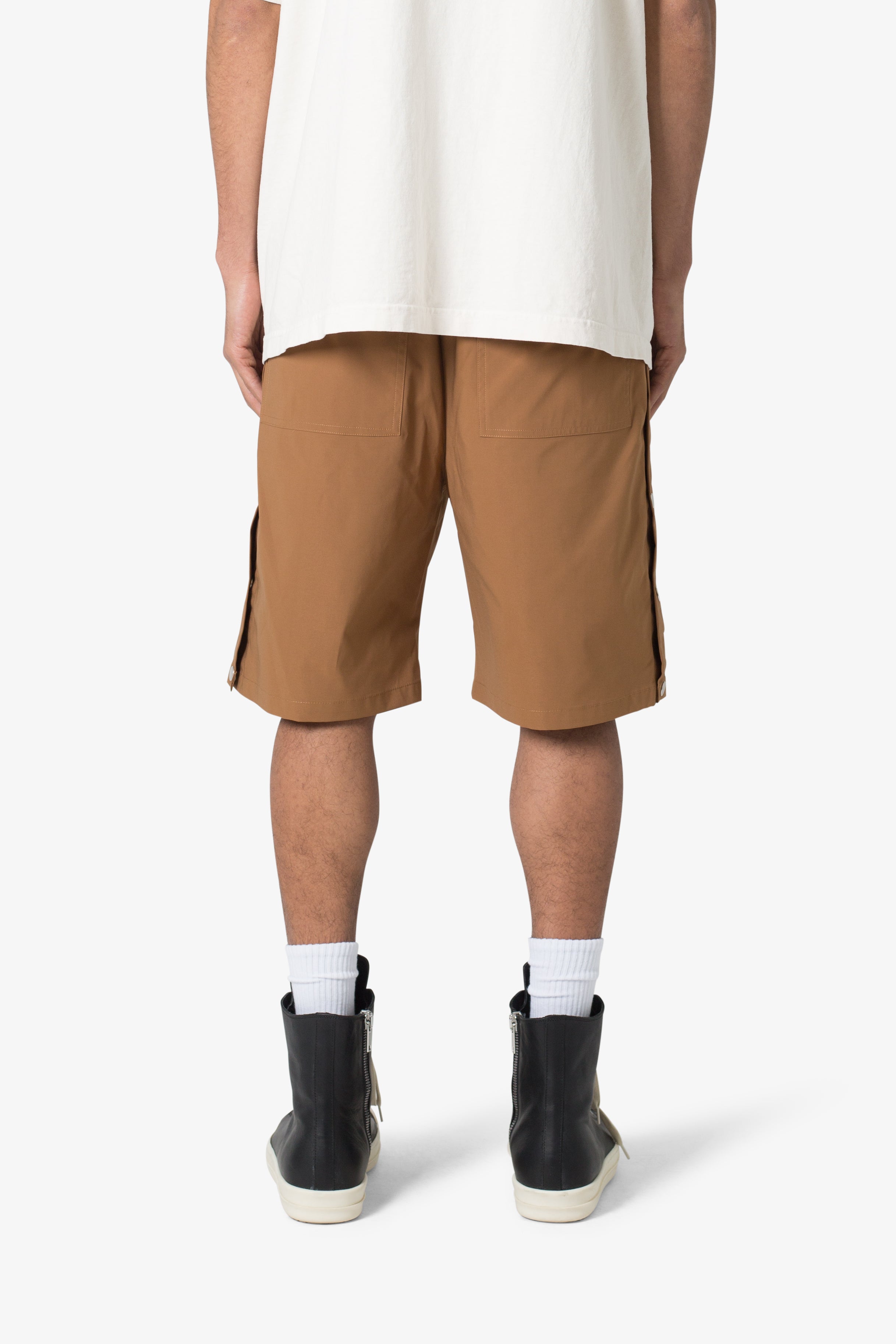 Side-Snap-Nylon-Shorts-Brown-5