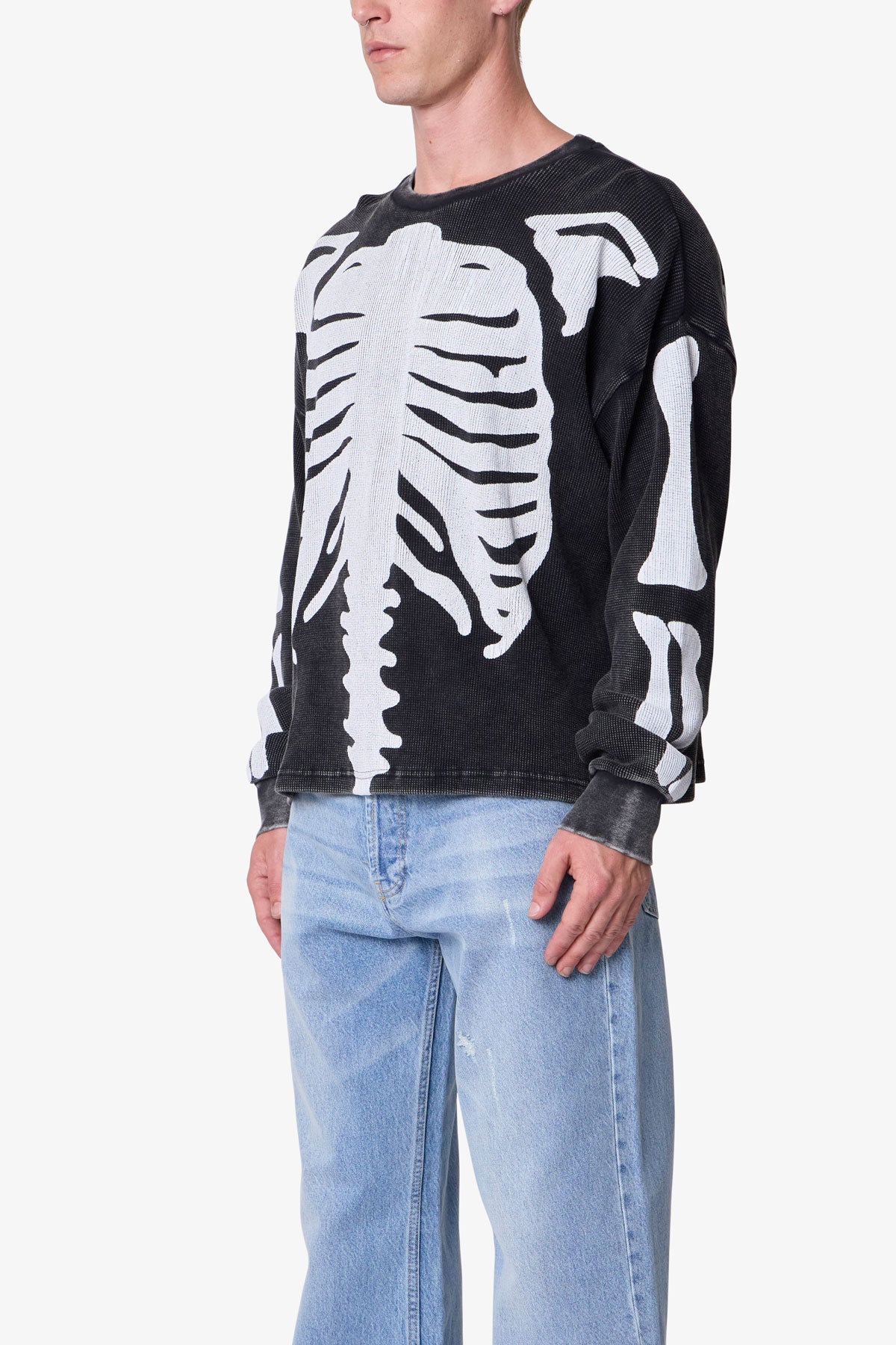 Skeleton Thermal L/S Shirt - Washed Black | mnml | shop now
