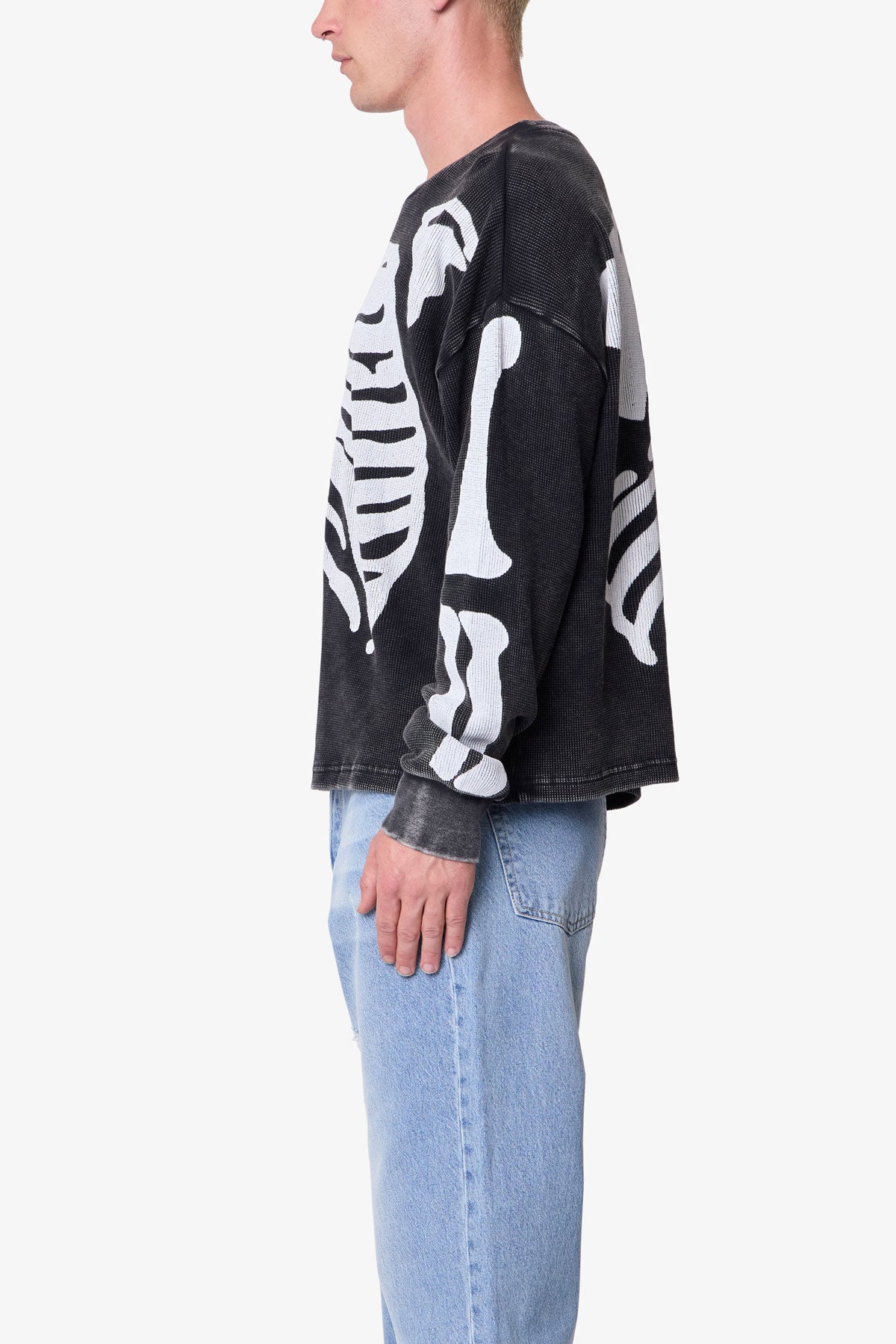 Skeleton Thermal L/S Shirt - Washed Black | mnml