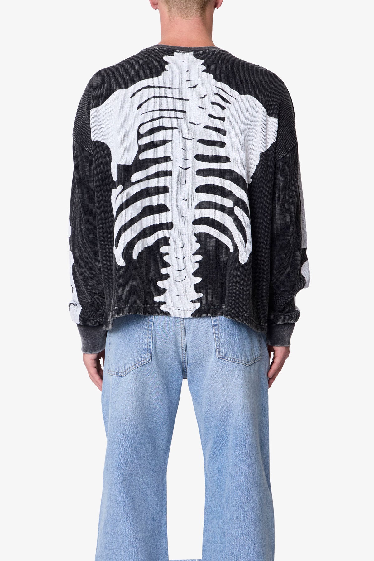 Skeleton Thermal L/S Shirt - Washed Black | mnml