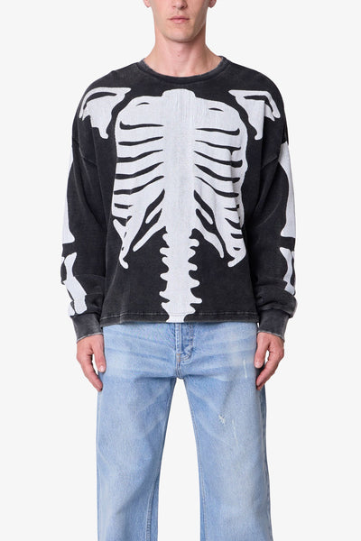 Skeleton Thermal L/S Shirt - Washed Black | mnml