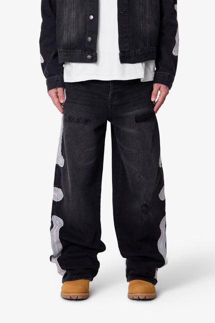 Skeleton Ultra Baggy Denim - Washed Black