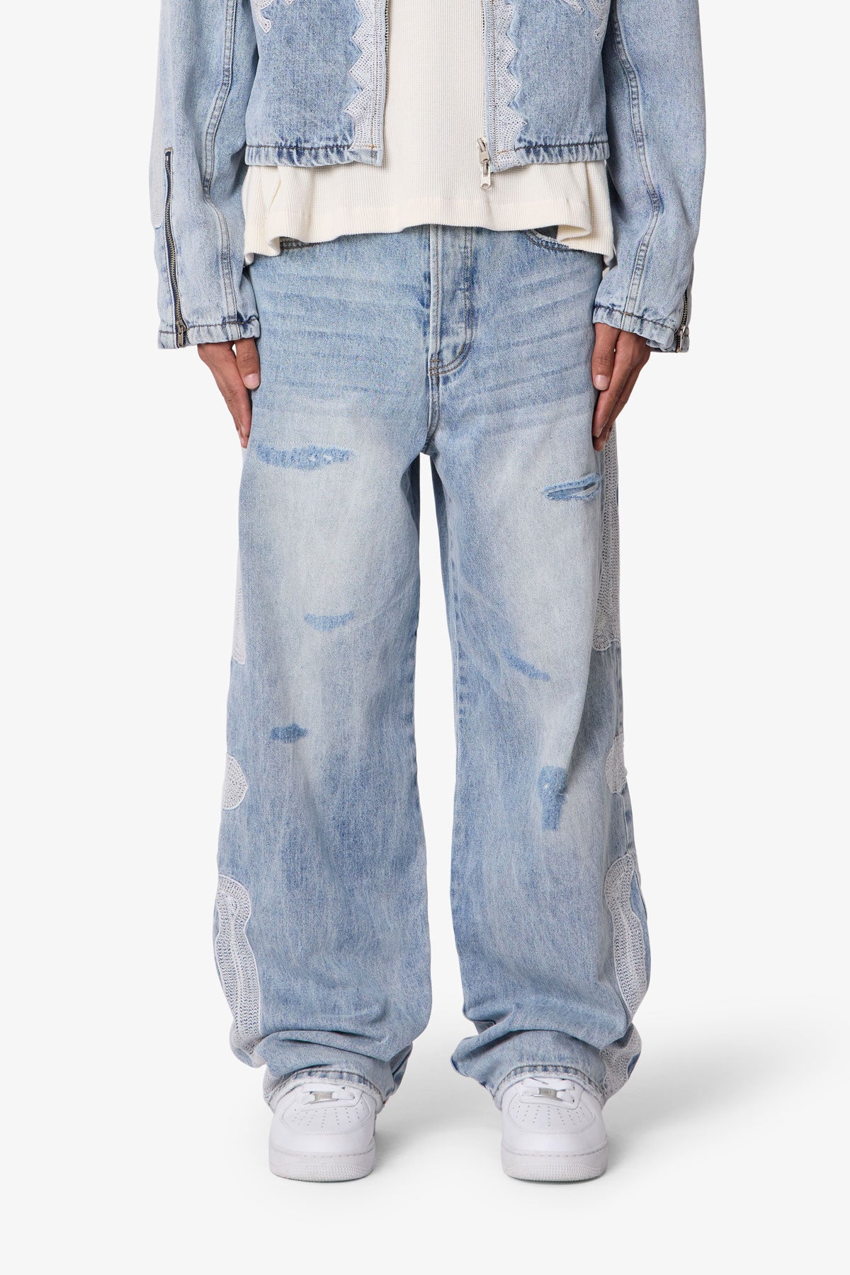 Skeleton Baggy Denim - Washed Blue | mnml