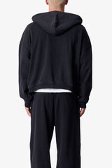 Skeleton Zip Up Hoodie - Washed Black