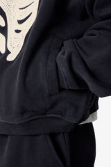 Skeleton Zip Up Hoodie - Washed Black